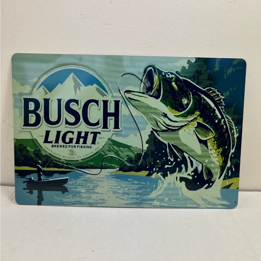 Busch Light Beer Bass fishing metal display signsign
